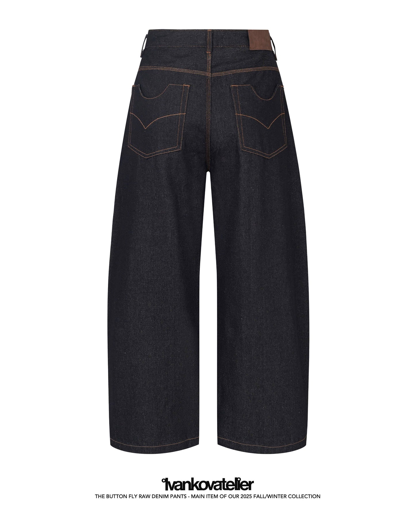 Fly Button Raw Denim Pants