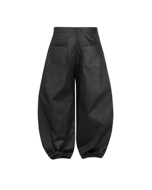 Black Oiled Curve Pants