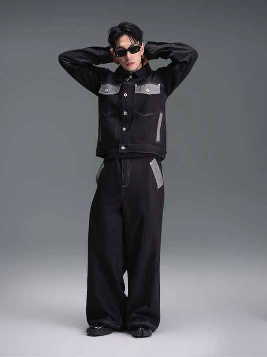 Contrast Pocket Raw Denim Jacket