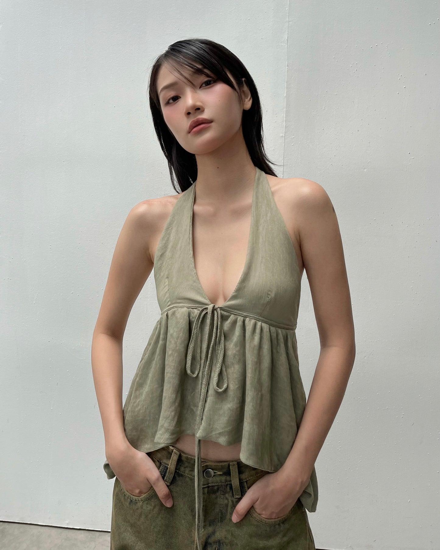 MELANCHOLY JADELYLI PEPLUM TOP (SAGE)