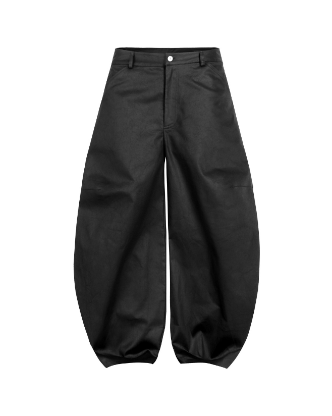 Black Oiled Curve Pants