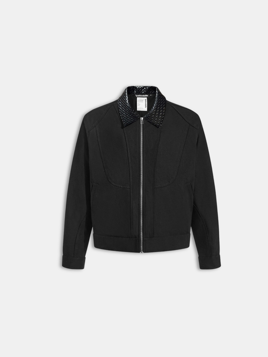 Pattern Zip-up Khaki Jacket
