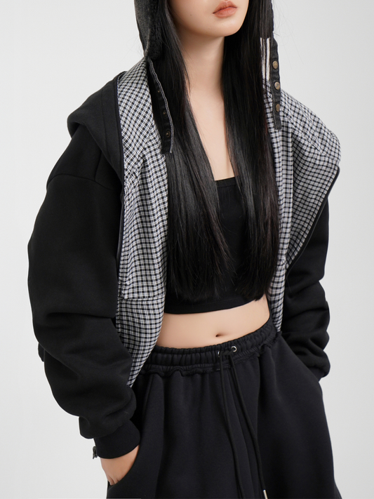 Plaid Hoodie Two-Sided