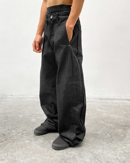 Plissé Raw Denim Pants