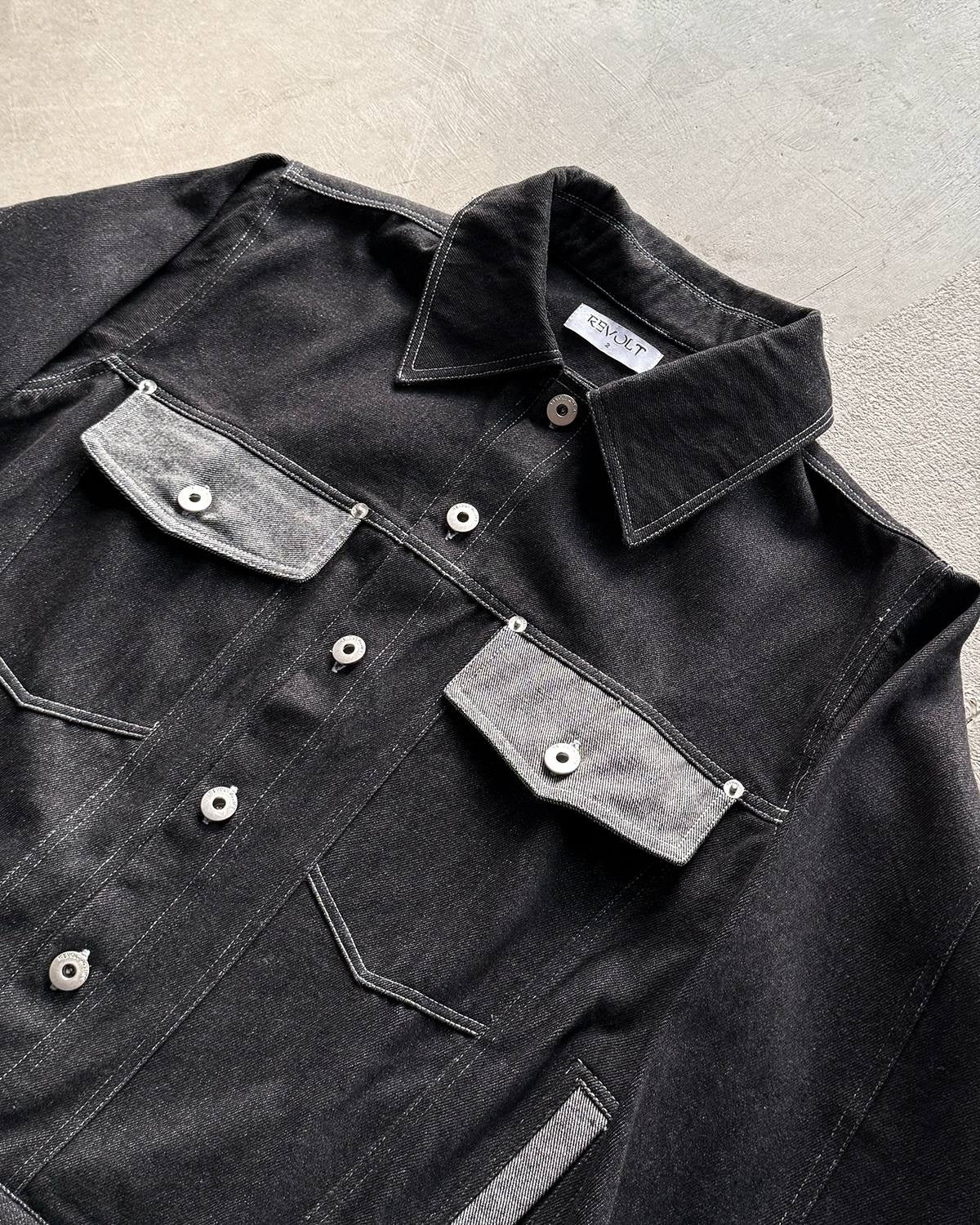 Contrast Pocket Raw Denim Jacket