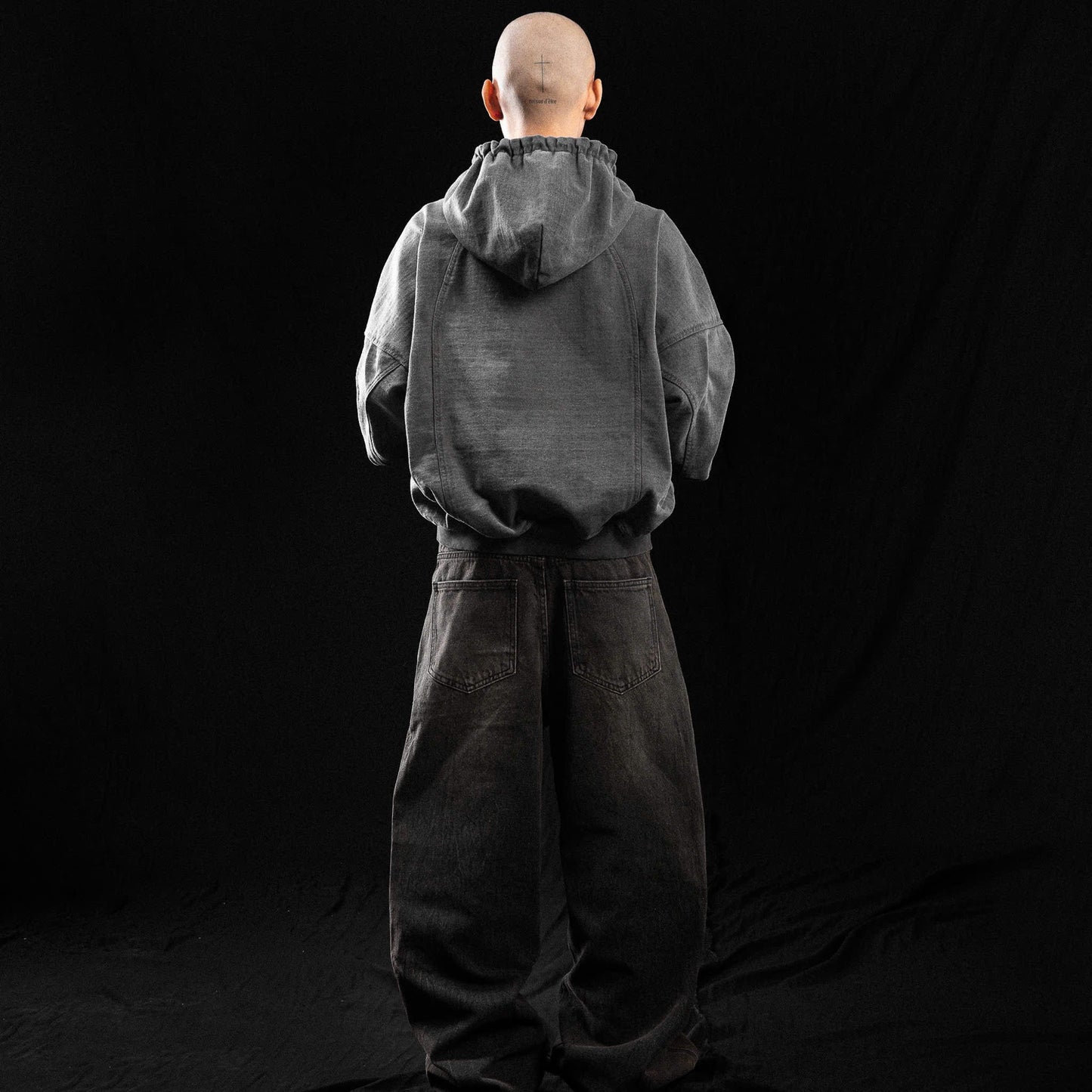 IVANKOV SPLICED WASHED HOODIE (GREY)