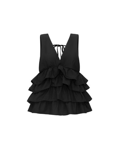 MELANCHOLY ROSELLE TIERED TOP - Black