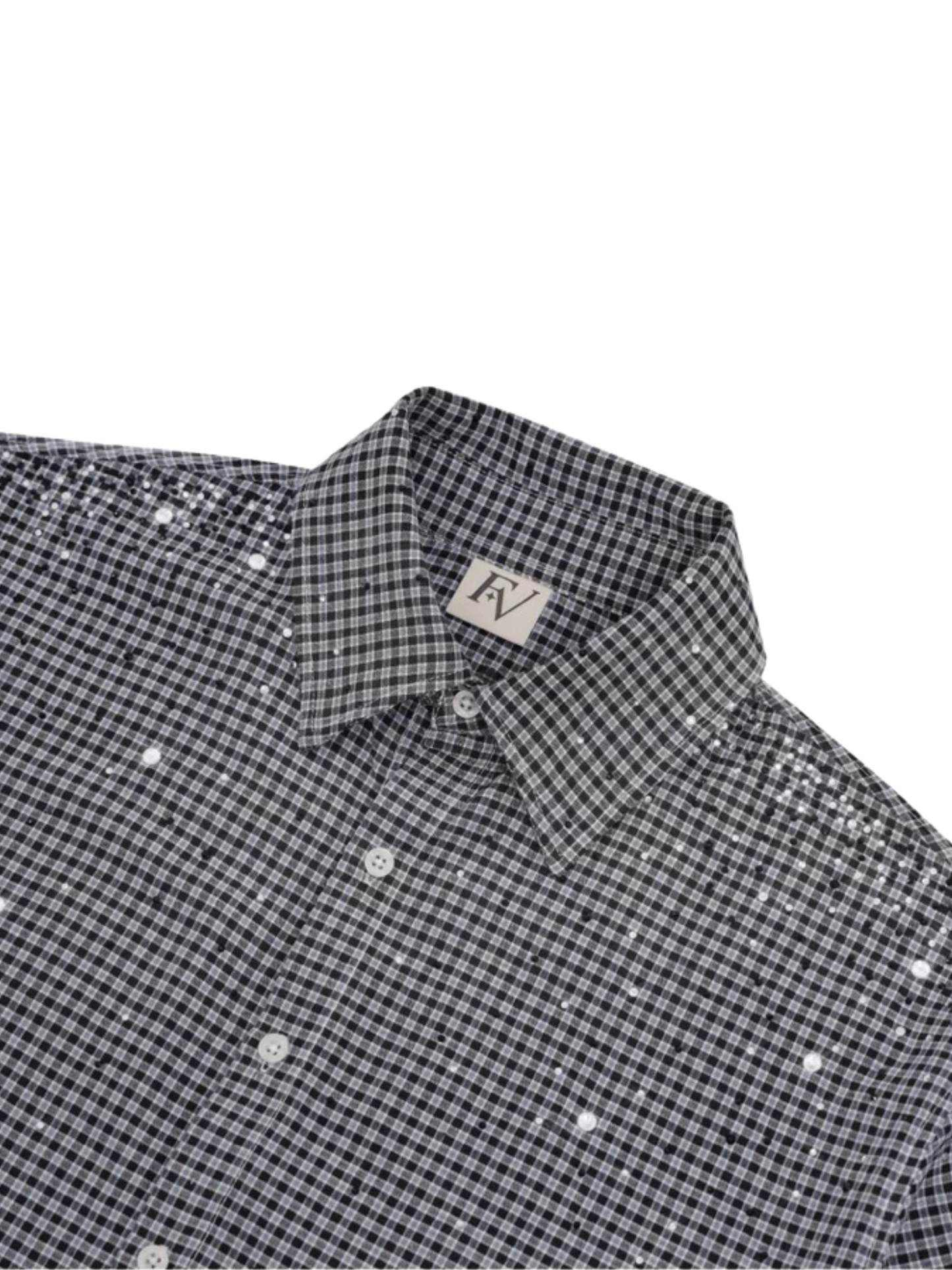 Plaid Rhinestone Boxy Shirt
