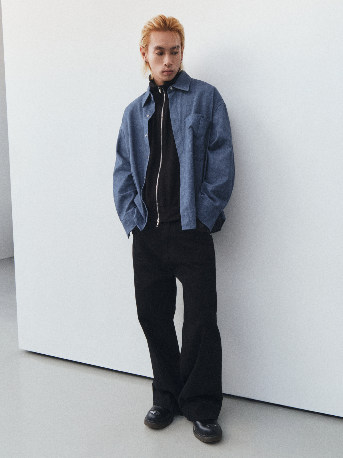 Bleach Effect Oversized Shirt
