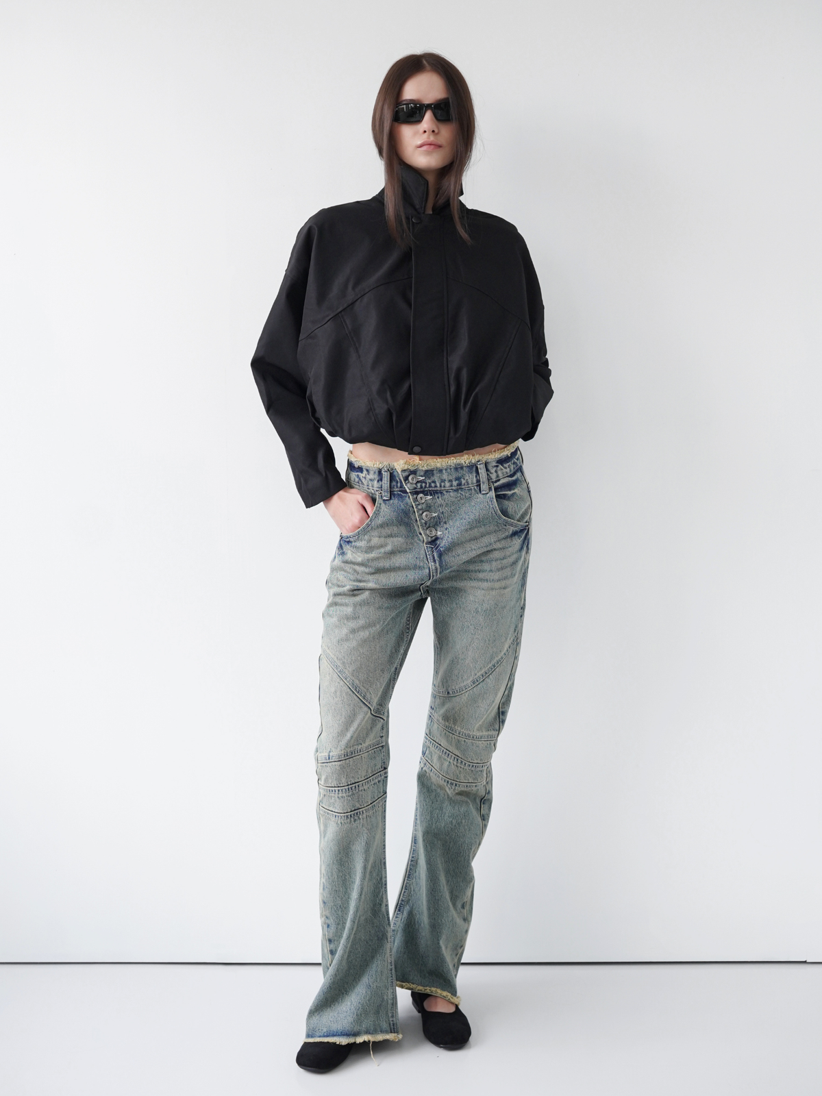 Darja Washed Flared Denim Pants