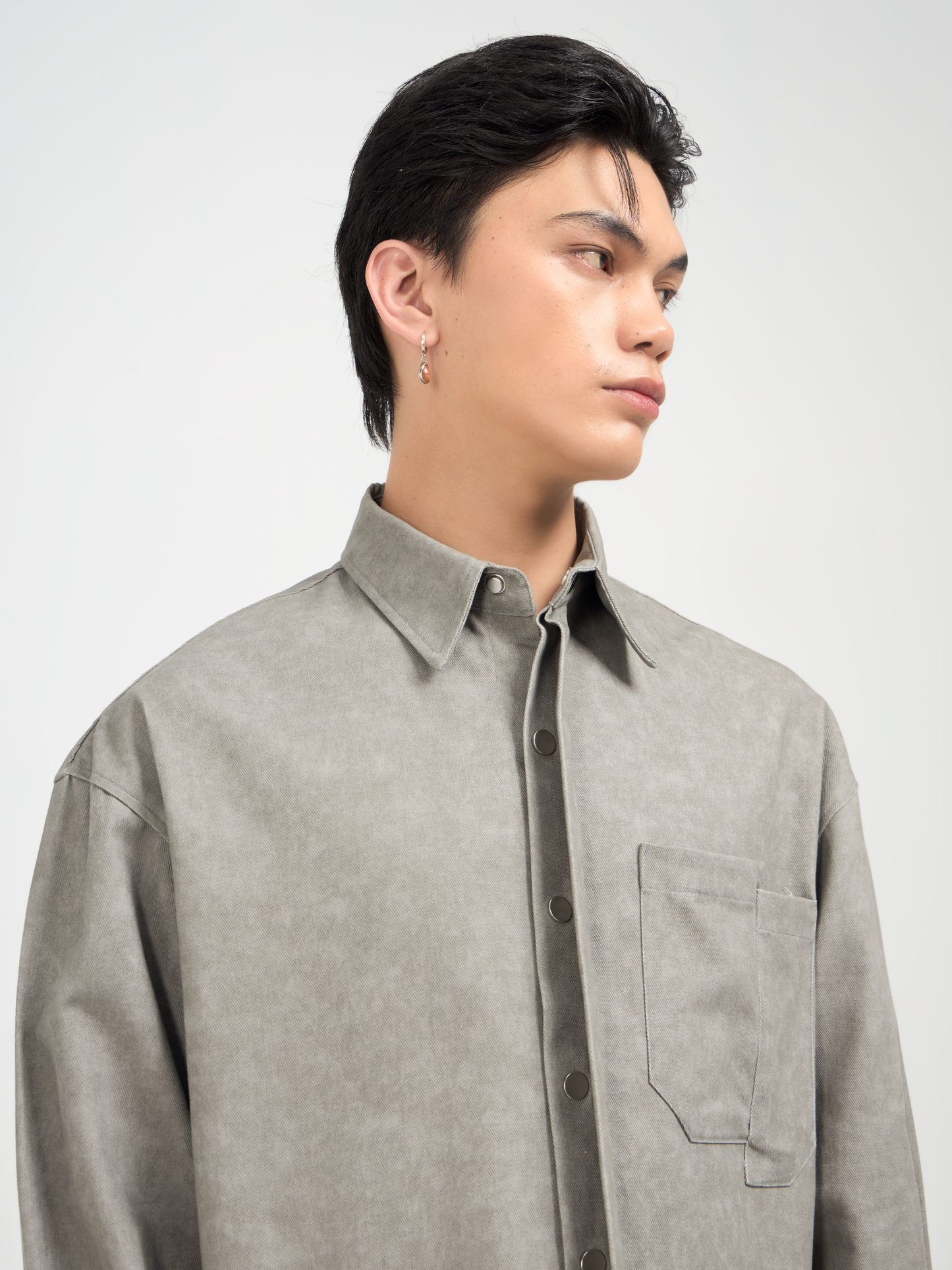 Bleach Effect Oversized Shirt