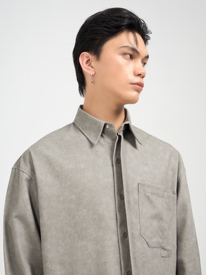 Bleach Effect Oversized Shirt