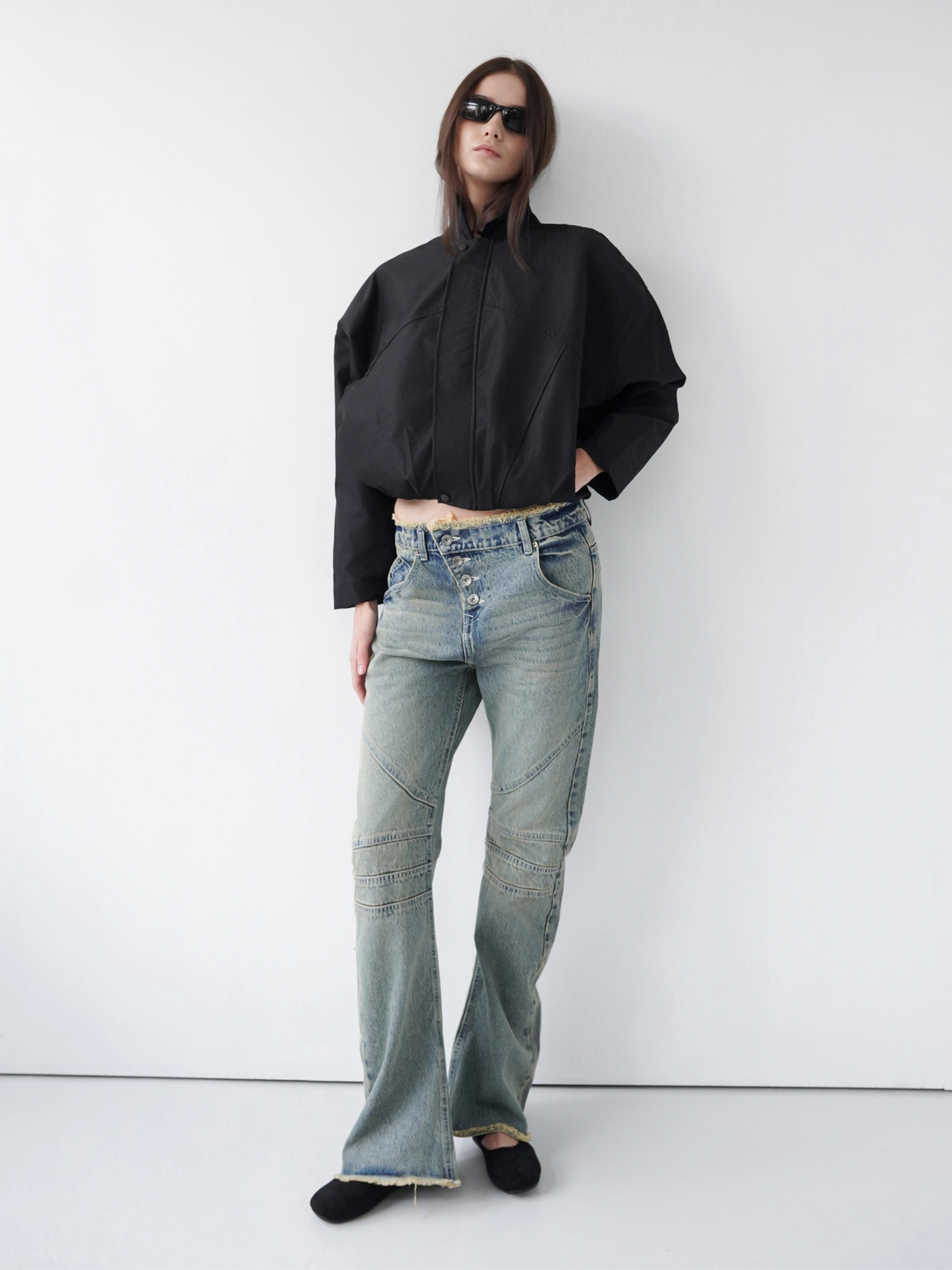 Darja Washed Flared Denim Pants