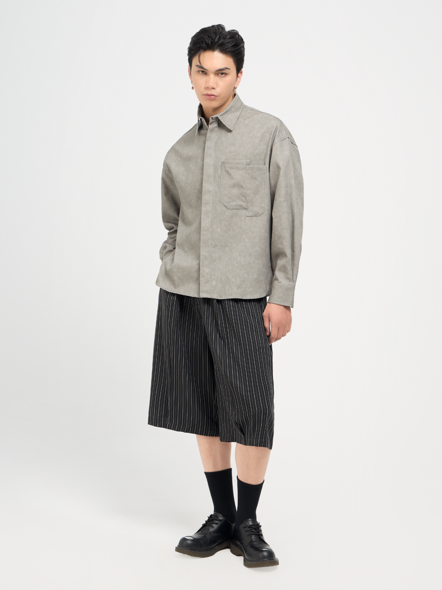 Bleach Effect Oversized Shirt