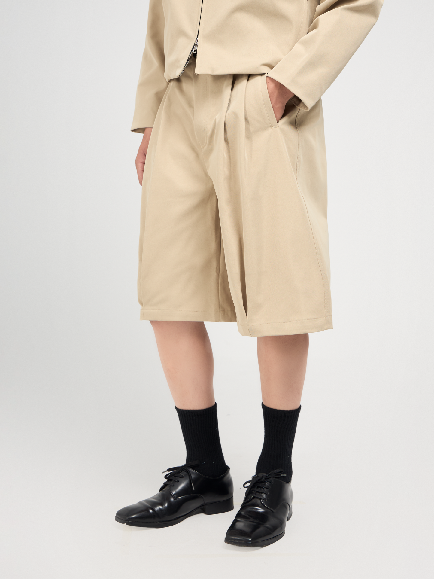 Wide Leg Khaki Shorts