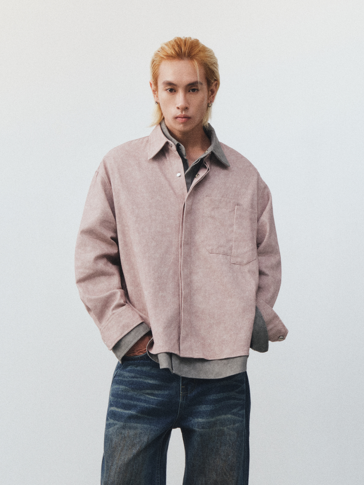 Bleach Effect Oversized Shirt