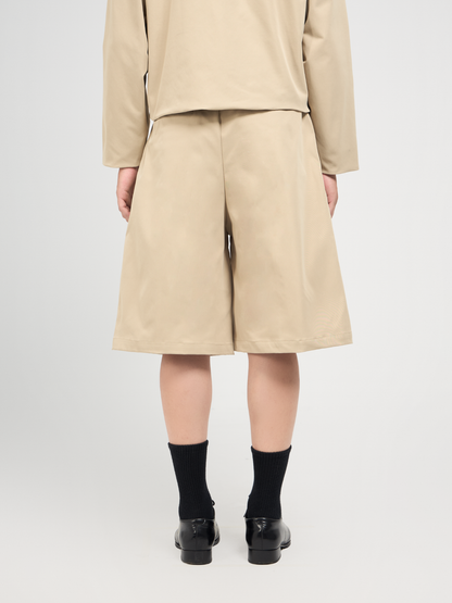 Wide Leg Khaki Shorts
