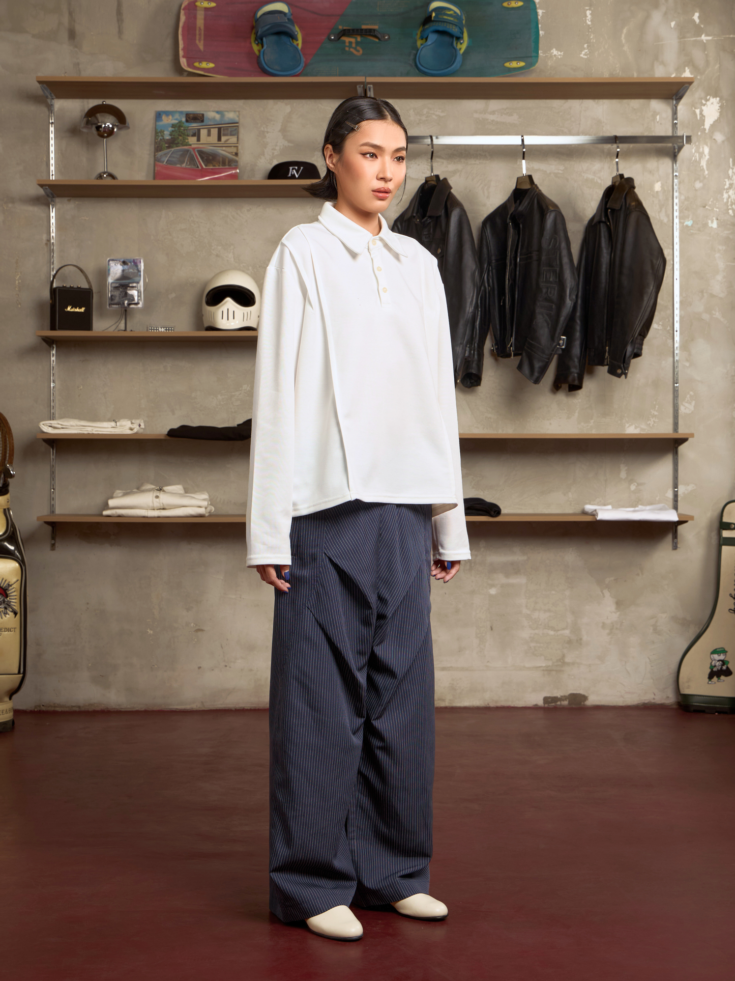 Mono Pleats Wide Pants