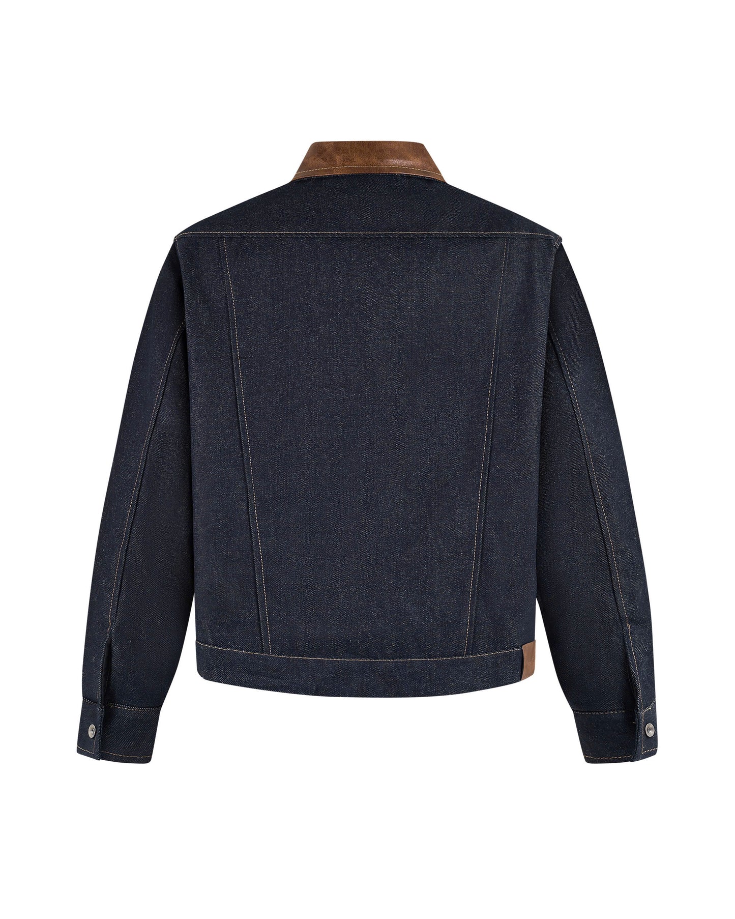 Hybrid Pattern Zip Up Raw Denim Jacket