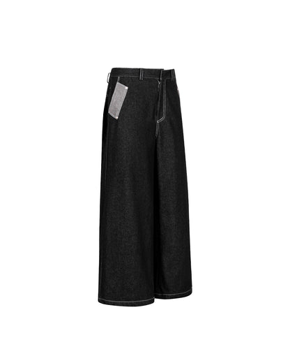 Contrast Pocket Raw Denim Pants
