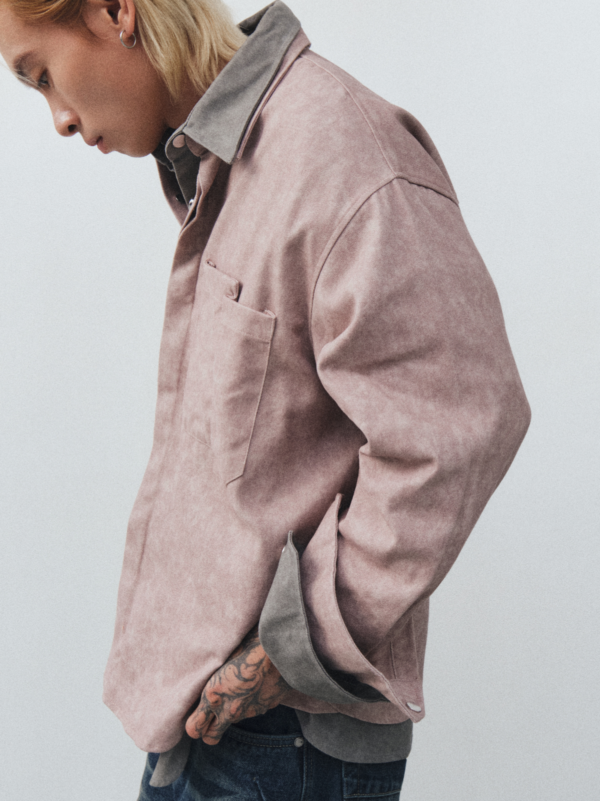 Bleach Effect Oversized Shirt