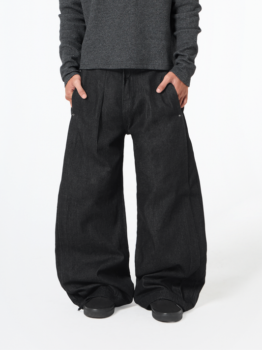 Plissé Raw Denim Pants