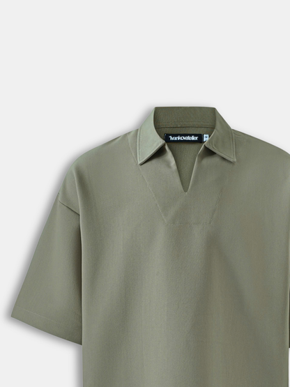 Boxy V-Neck Polo