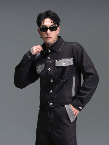 Contrast Pocket Raw Denim Jacket