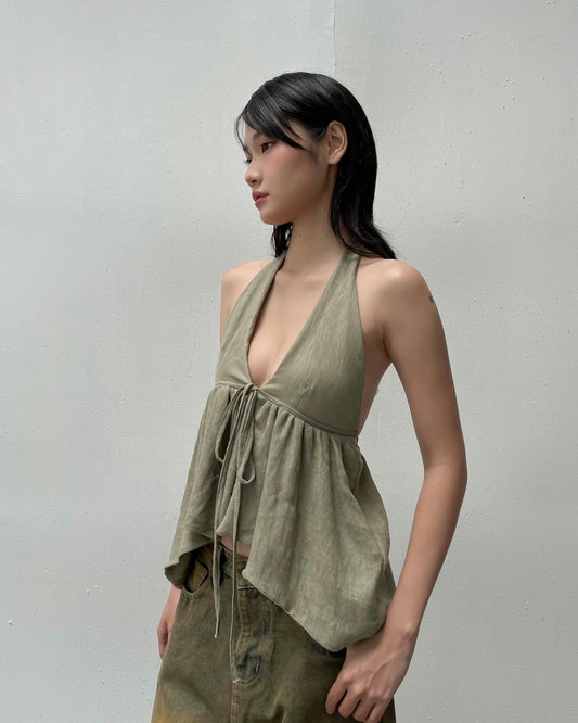 MELANCHOLY JADELYLI PEPLUM TOP (SAGE)