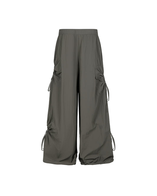 MELANCHOLY FLORAL BLOOM PARACHUTE PANTS - Olive