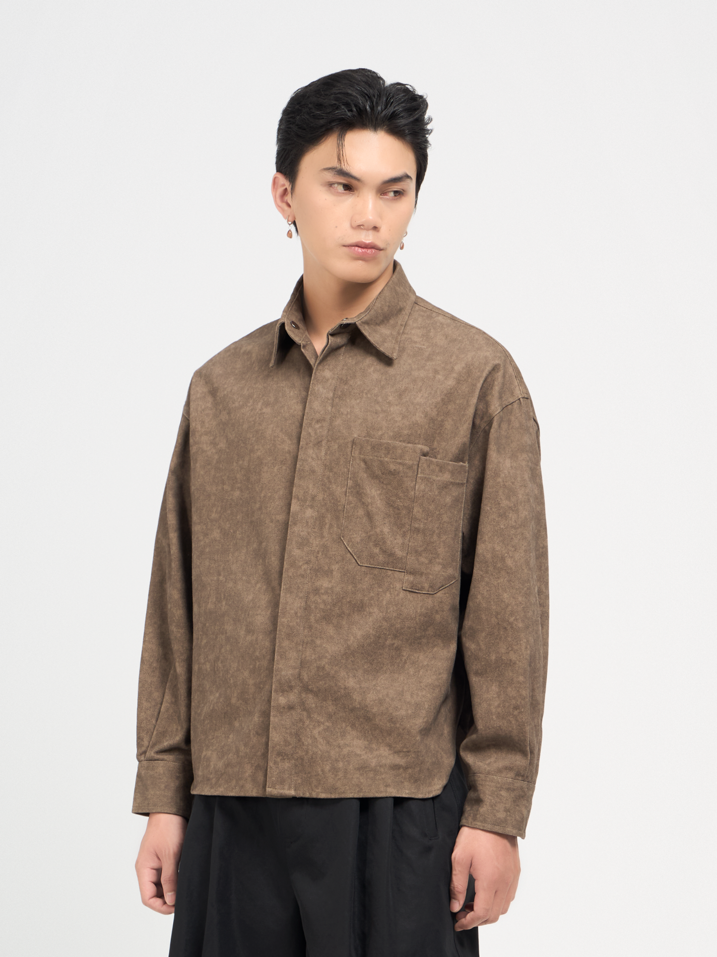 Bleach Effect Oversized Shirt