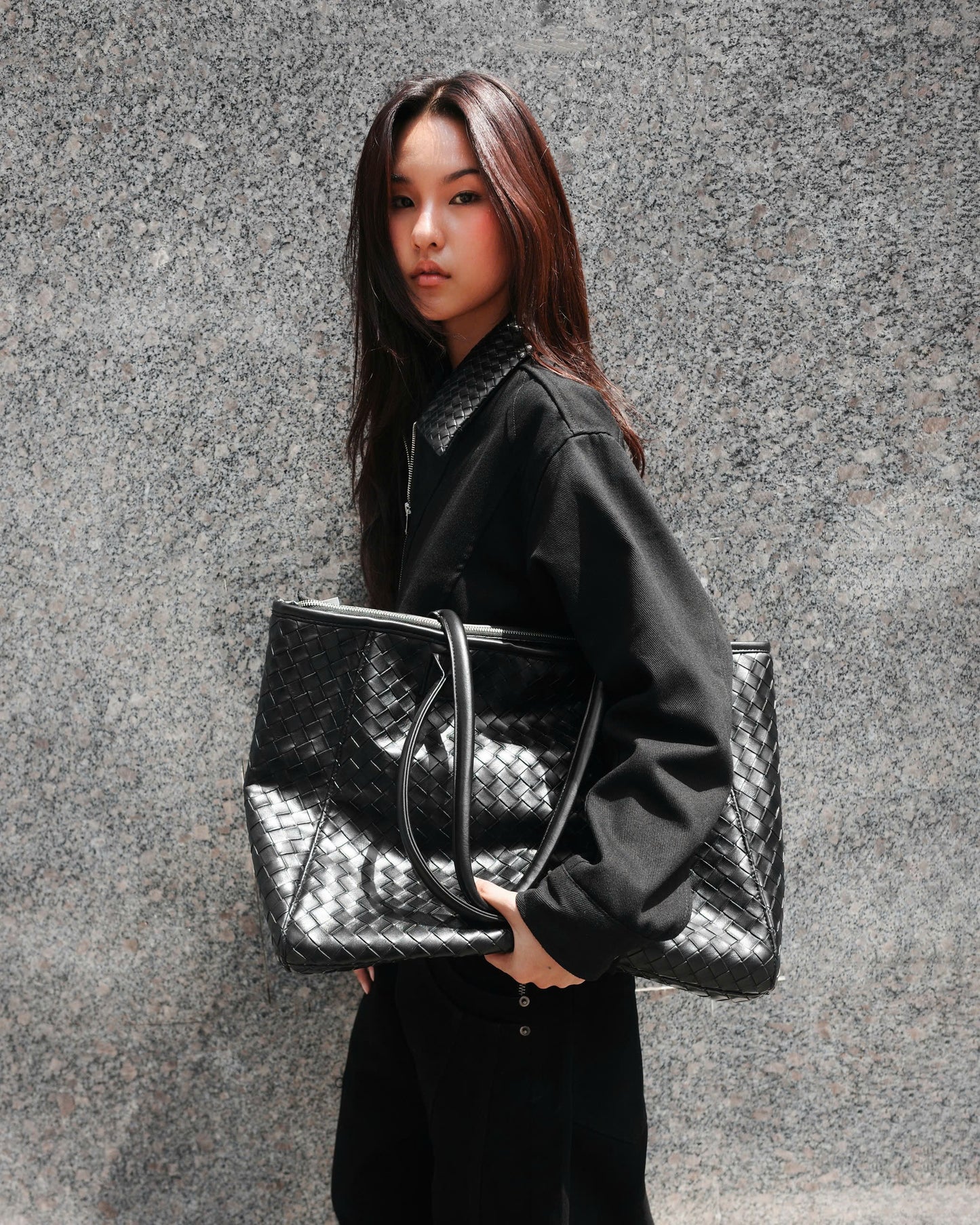Faux Woven Leather Bag