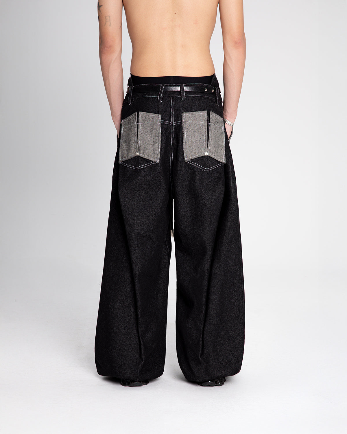 Contrast Pocket Raw Denim Pants