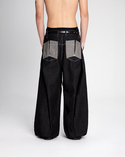 Contrast Pocket Raw Denim Pants