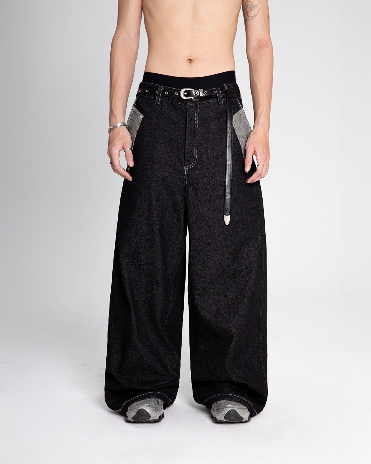 Contrast Pocket Raw Denim Pants