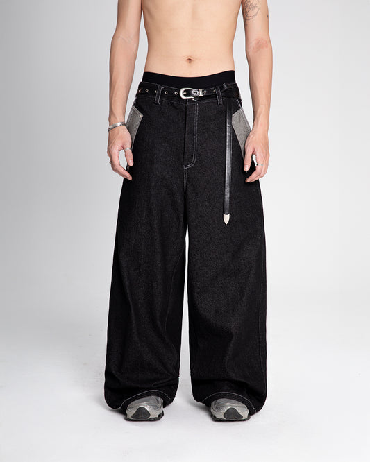 Contrast Pocket Raw Denim Pants