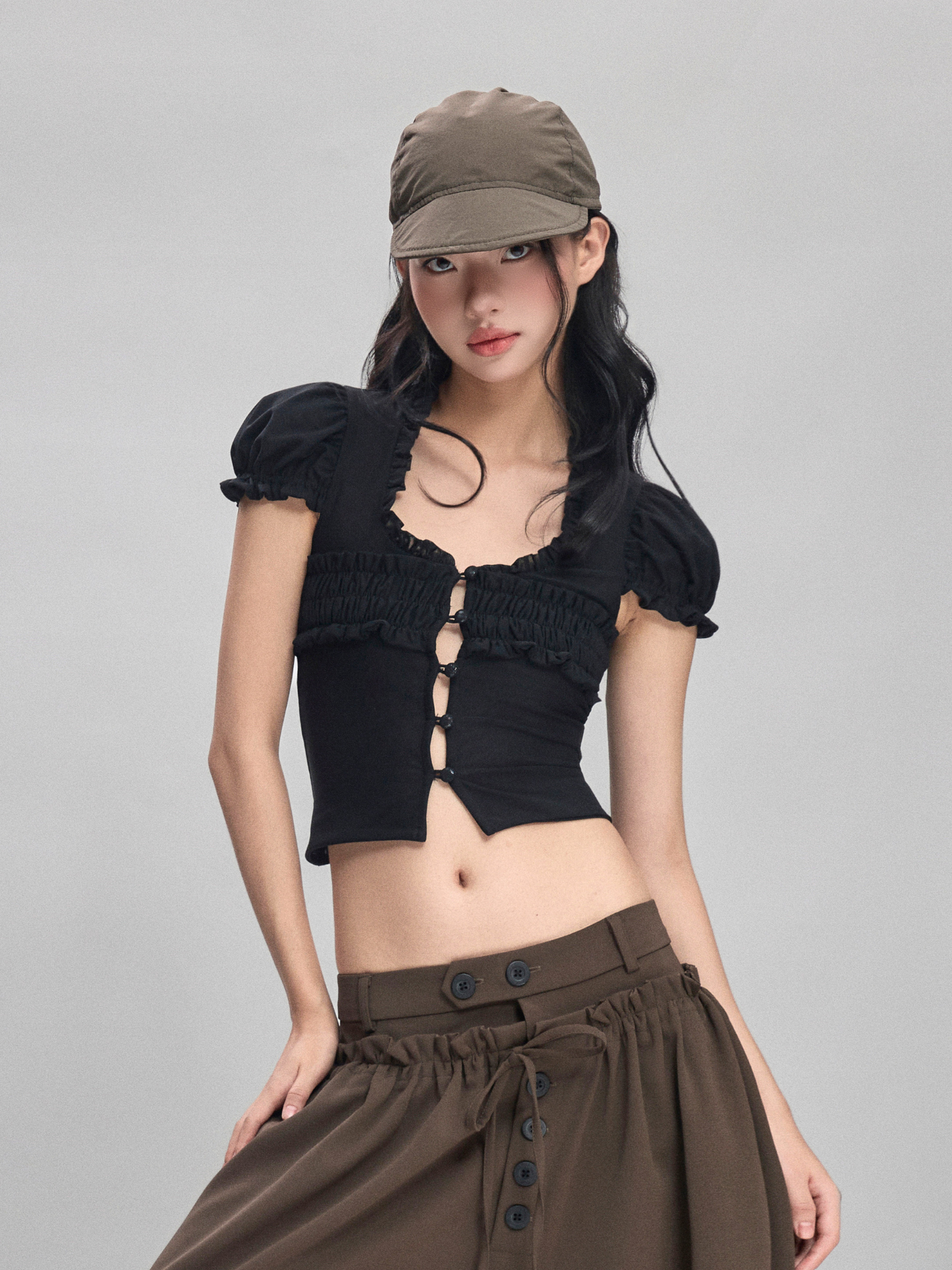 Asaya Patch Ruffle Top