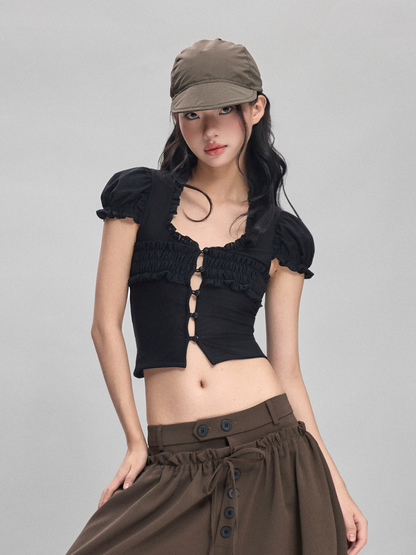 Asaya Patch Ruffle Top