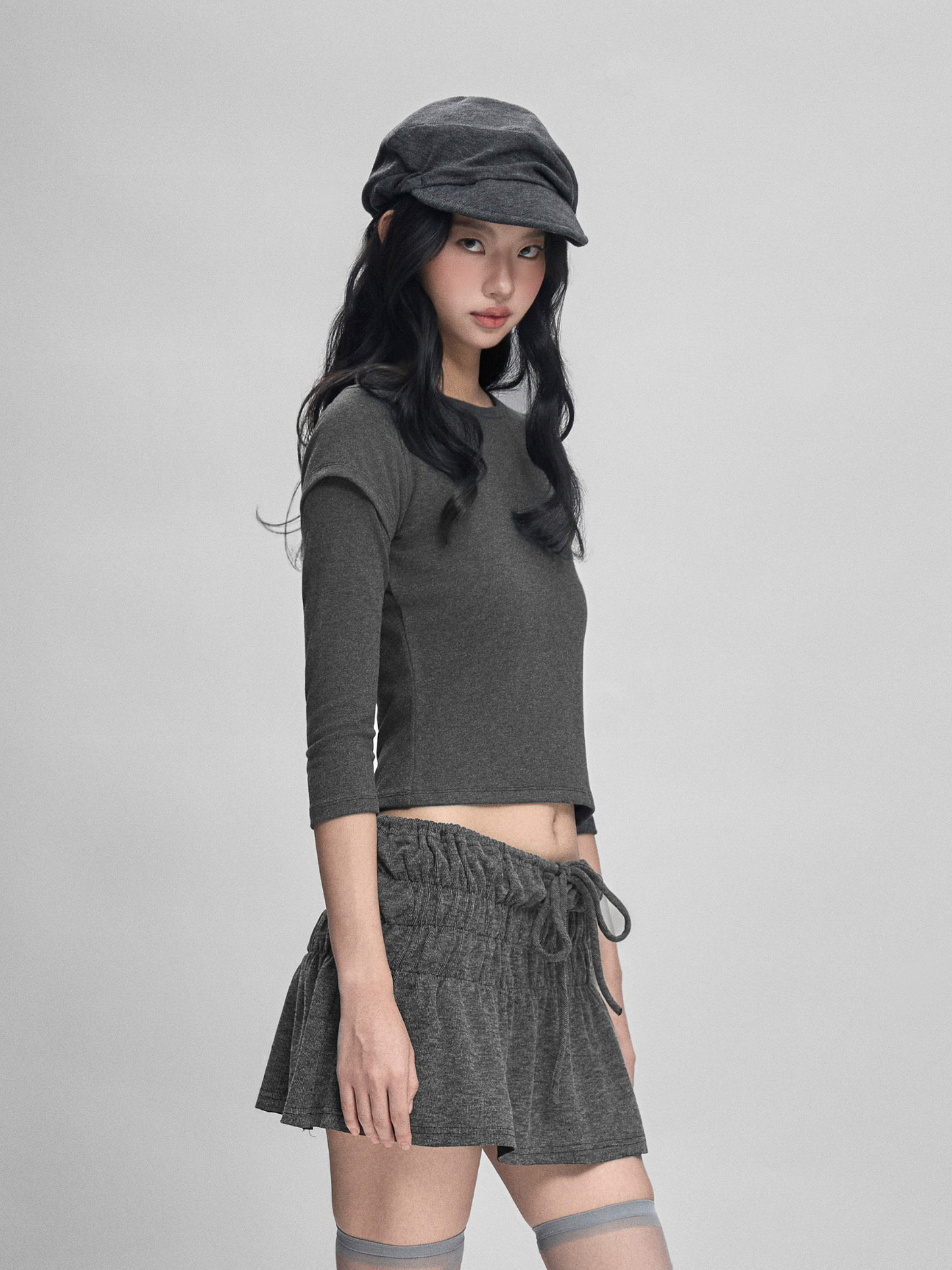Grayish Layer Fitted Tee