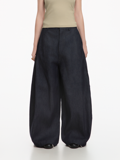 Rebel Pleated Wide Pants Raw Denim