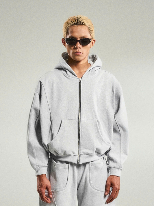Pattern Oversized Zip-up Hoodie