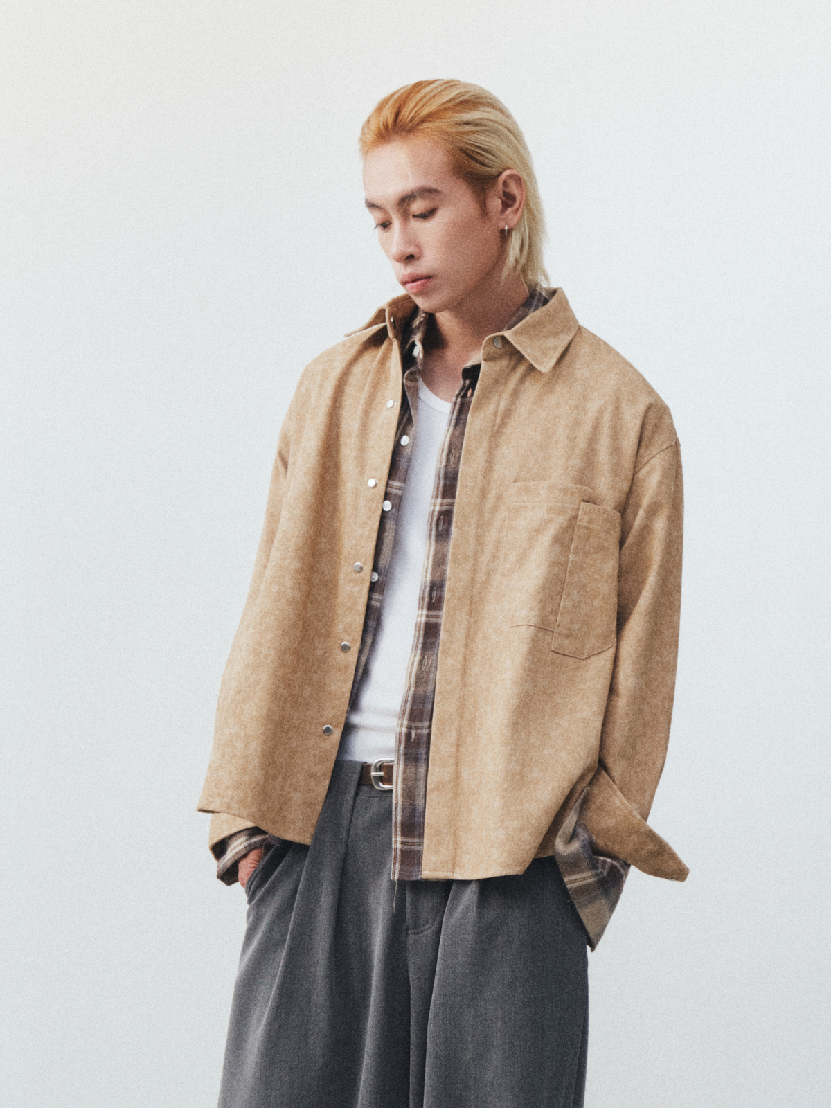 Bleach Effect Oversized Shirt