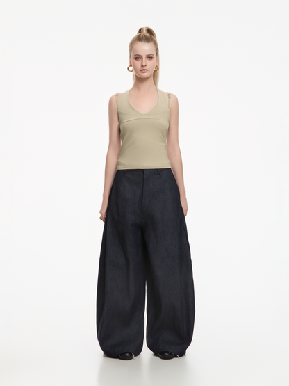 Rebel Pleated Wide Pants Raw Denim