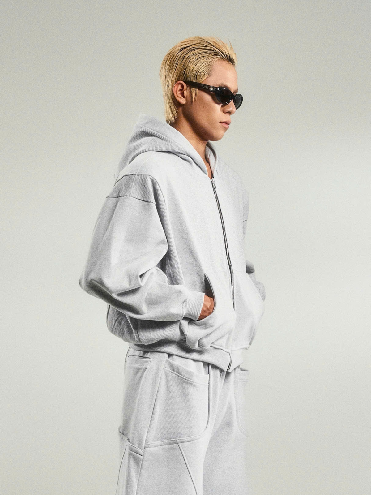Pattern Oversized Zip-up Hoodie