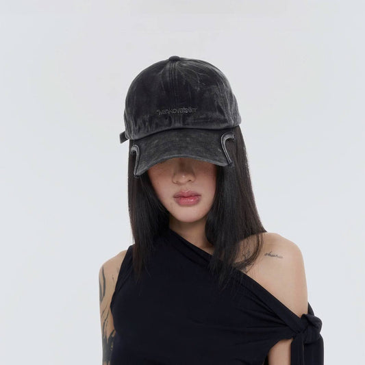 Eyelet Denim Halfmoon Cap