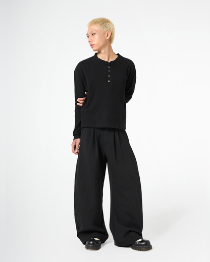 Plissé Striped Wide Pants
