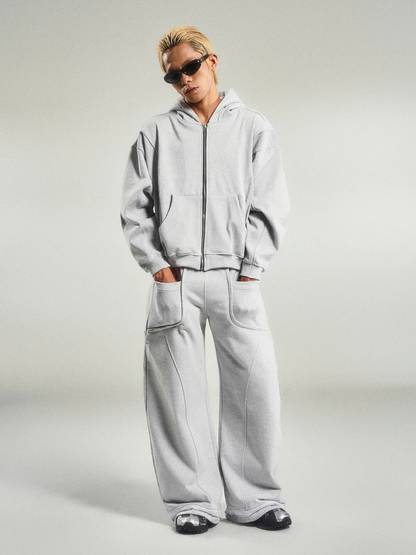 Pattern Oversized Zip-up Hoodie