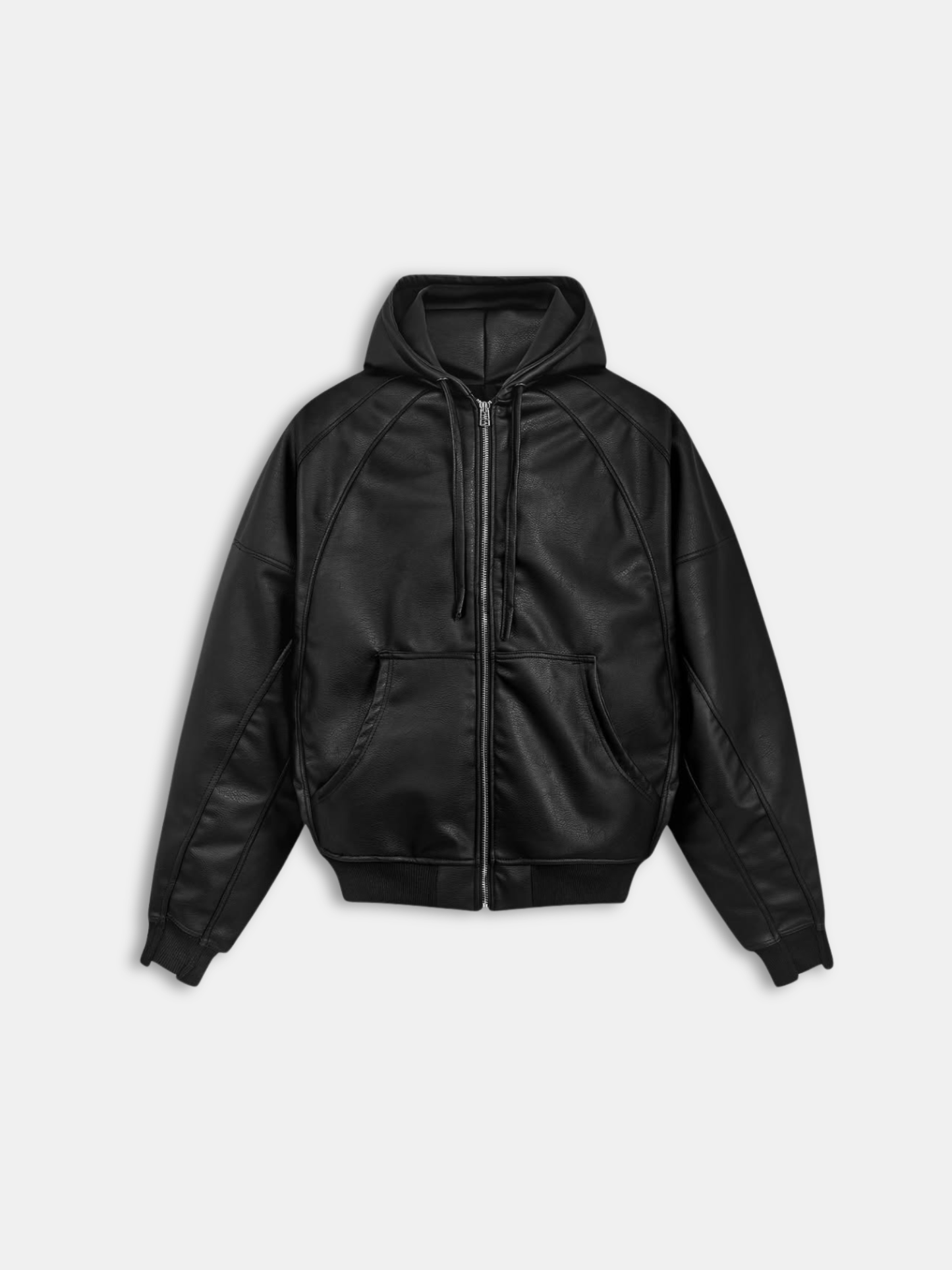 Oversized Leather Zip Hoodie