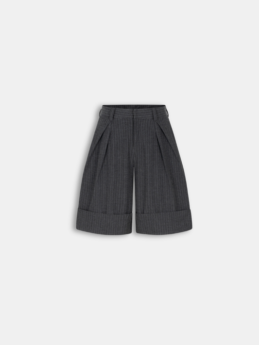 Knife Pleated Striped Shorts