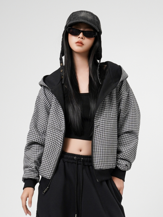 Plaid Hoodie Two-Sided